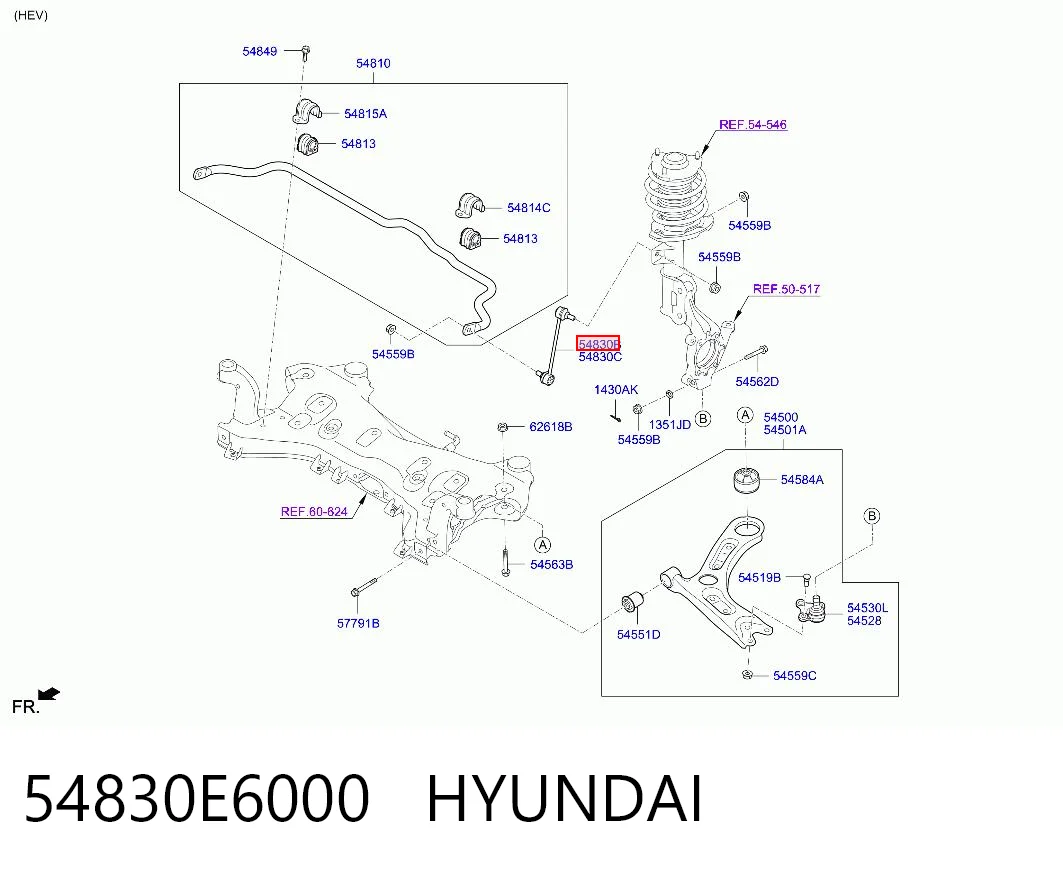 54830E6000 Hyundai/Kia Тяжка стабилизатора, переднего, левая