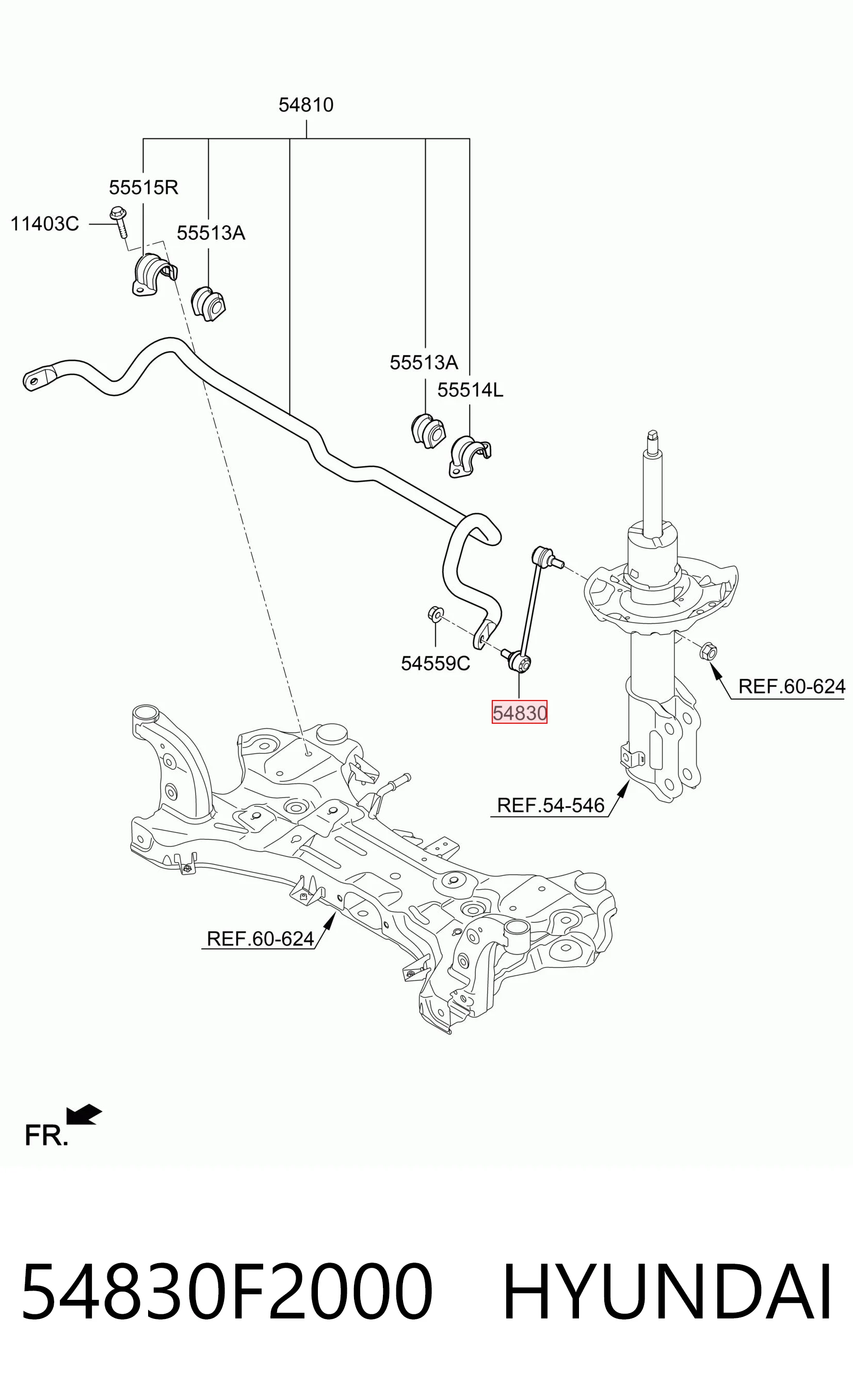 54830F2000 Hyundai/Kia Стойка переднего стабилизатора
