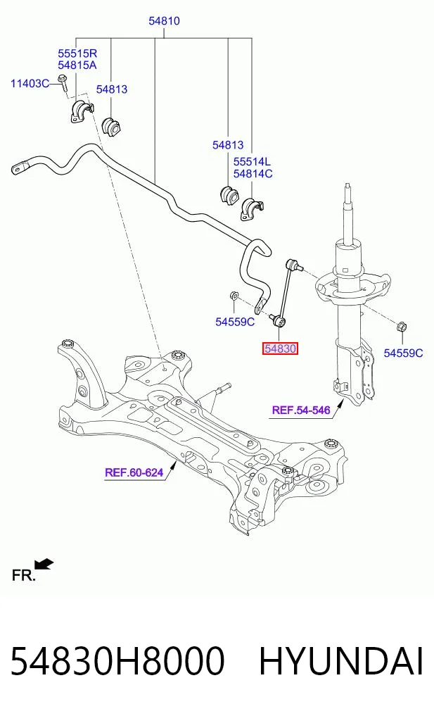 54830H8000 Hyundai/Kia Стойка переднего стабилизатора