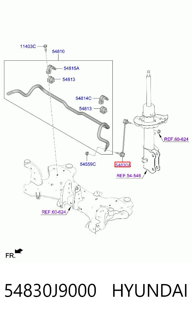 54830J9000 Hyundai/Kia Стойка переднего стабилизатора