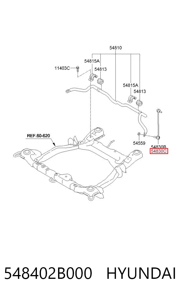 548402B000 Hyundai/Kia Тяжка стабилизатора, переднего, правая