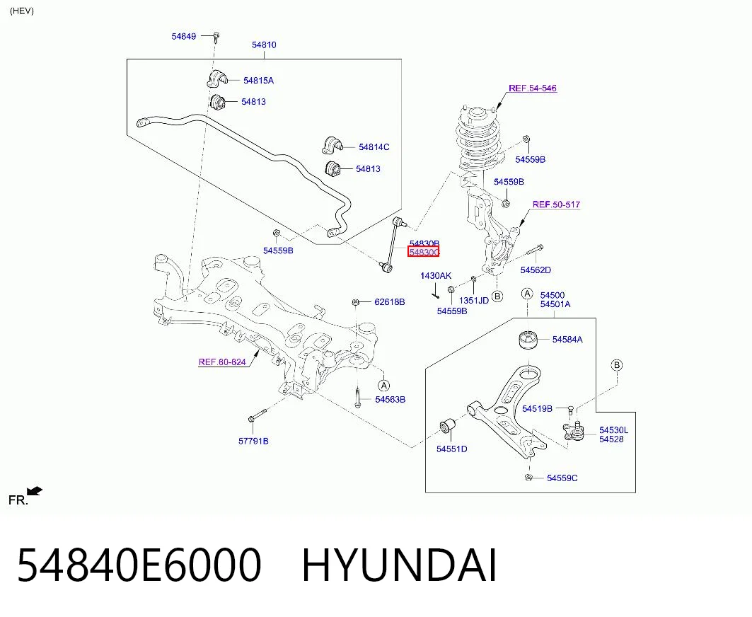 54840E6000 Hyundai/Kia Тяжка стабилизатора, переднего, правая