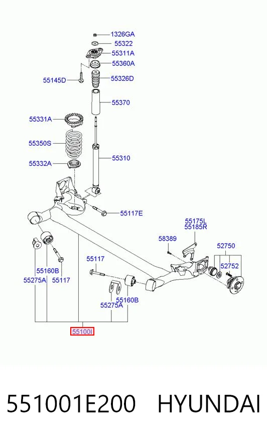 551001E200 Hyundai/Kia Подрамник задней подвески