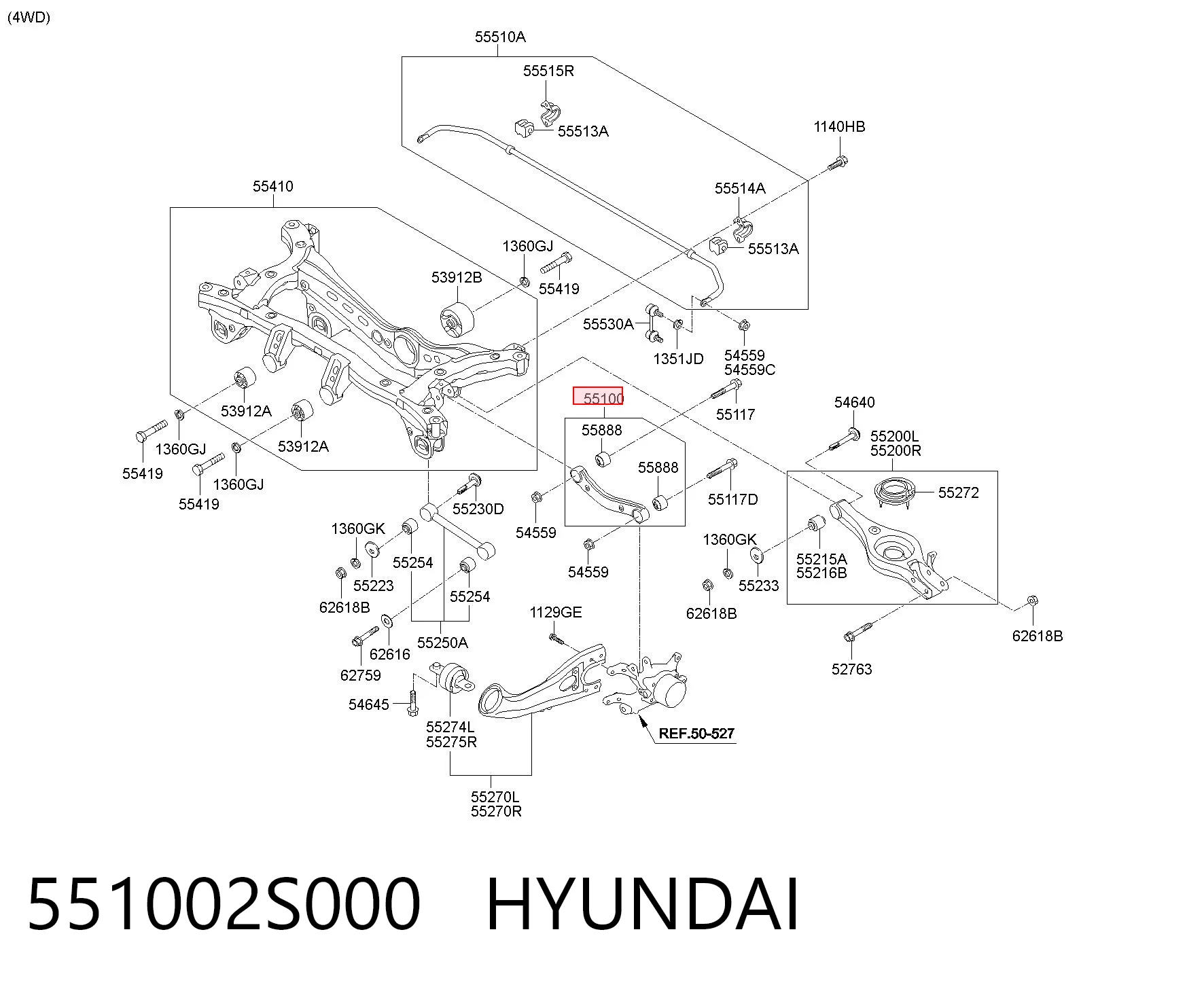 551002S000 Hyundai/Kia Диагональный рычаг
