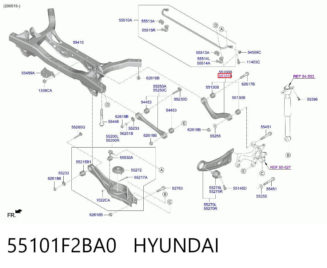 55101F2BA0 Hyundai/Kia Верхний рычаг задней подвески правый