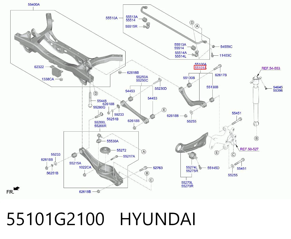 55101G2100 Hyundai/Kia Верхний рычаг задней подвески правый