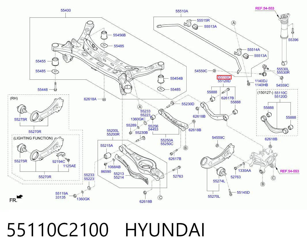 55110C2100 Hyundai/Kia Верхний рычаг задней подвески левый