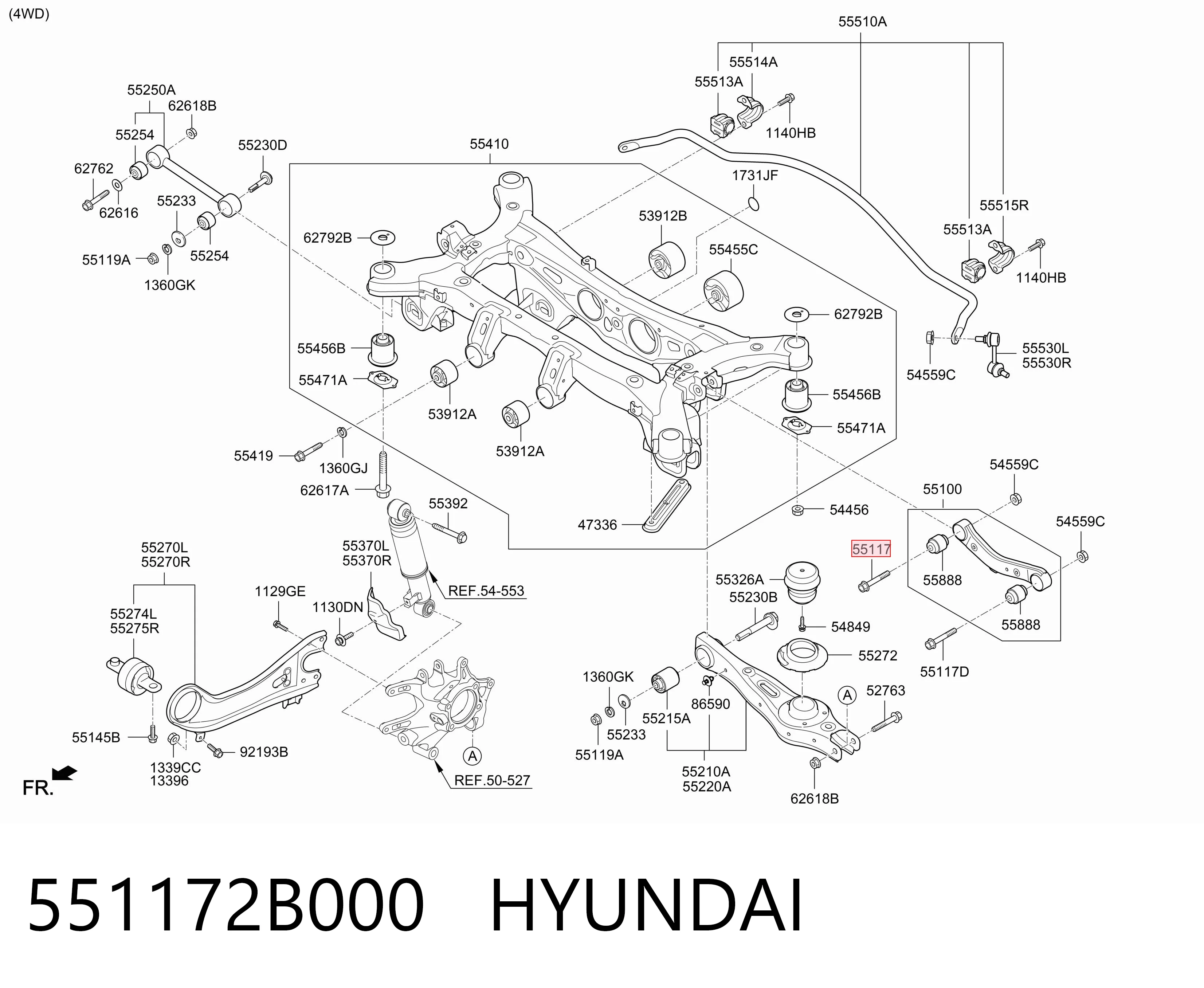 551172B000 Hyundai/Kia Болт крепления заднего верхнего рычага, внутренний