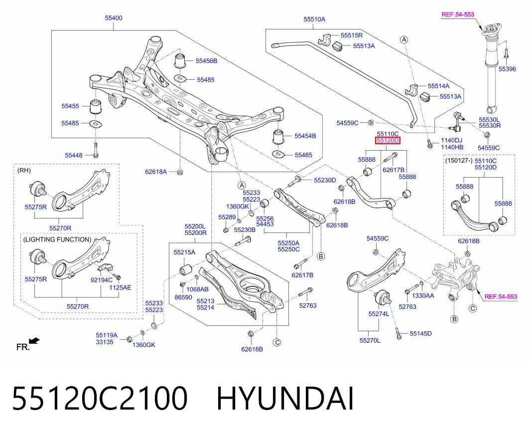 55120C2100 Hyundai/Kia Верхний рычаг задней подвески правый