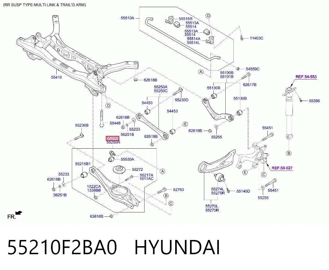 55210F2BA0 Hyundai/Kia Рычаг задней подвески нижний, левый