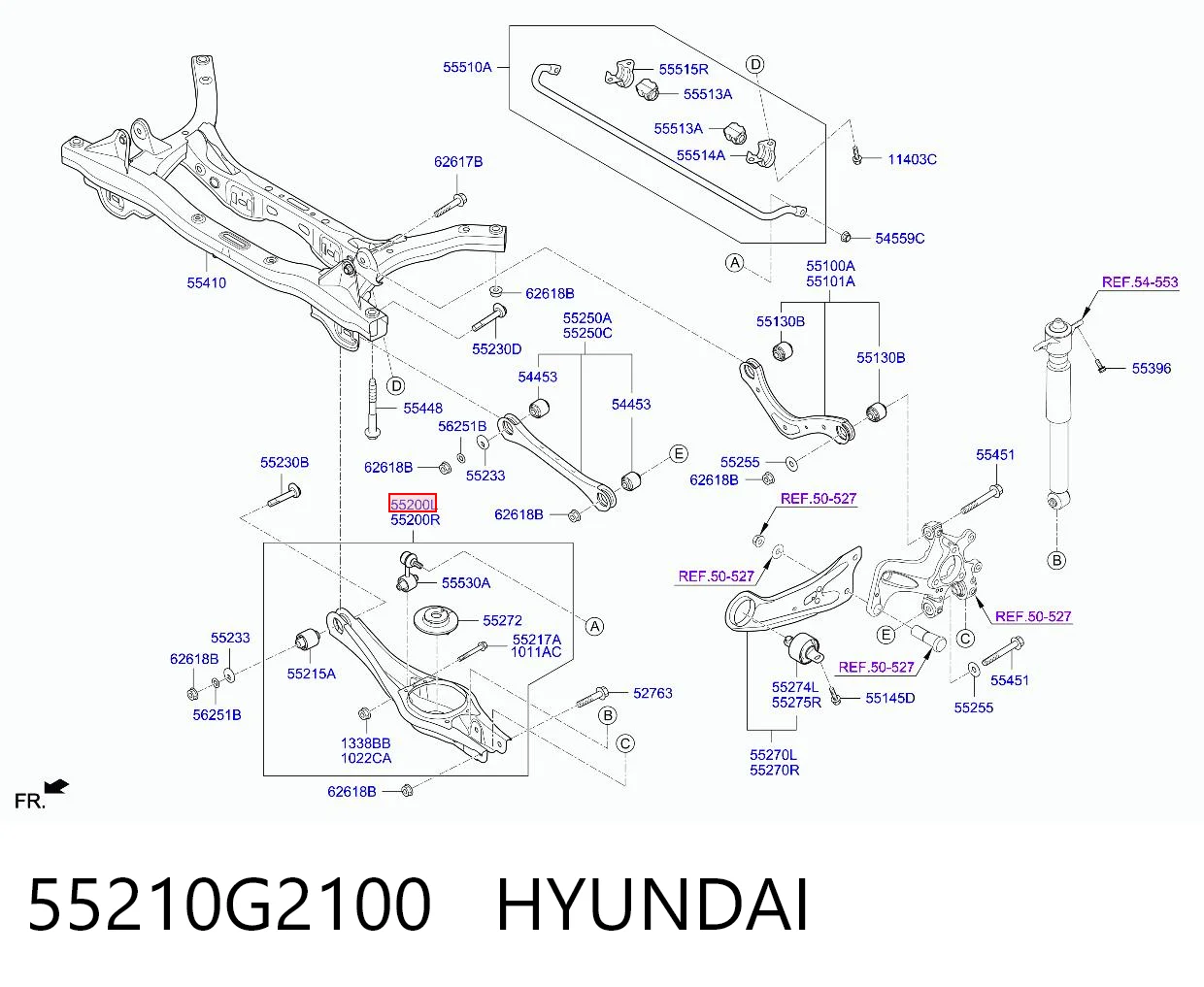 55210G2100 Hyundai/Kia Рычаг задней подвески нижний, левый