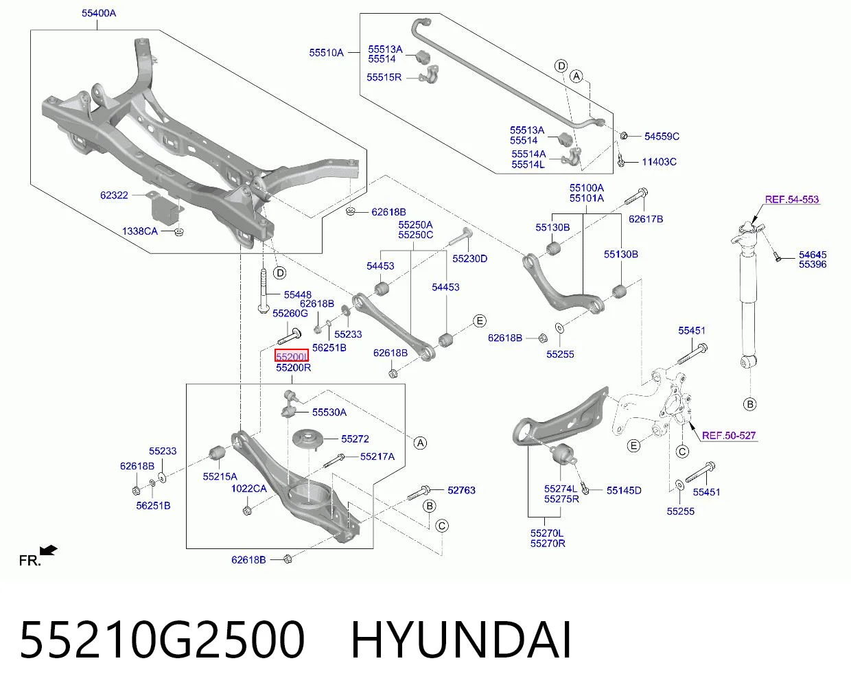 55210G2500 Hyundai/Kia Рычаг задней подвески нижний, левый