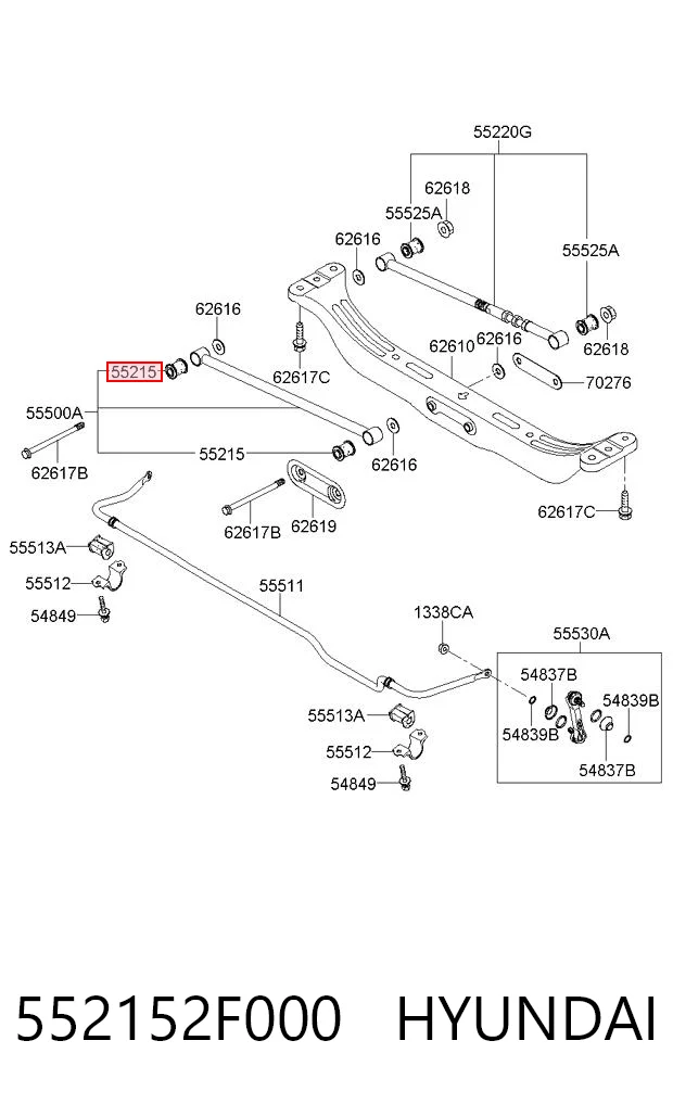 Сайлентблок тяги поперечной, задней подвески Market (OEM) 552152F000 цена, от 15.13 USD