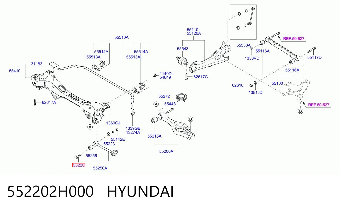 552202H000 Hyundai/Kia Болт крепления заднего развального рычага, внутренний