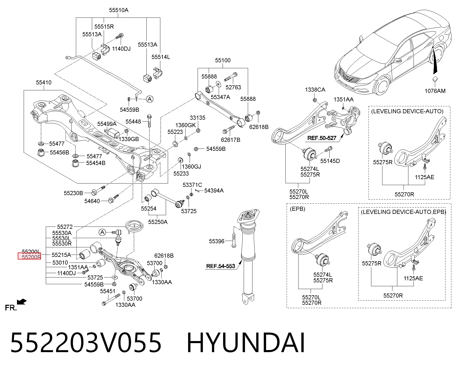 552203V055 Hyundai/Kia Балансир задний нижний, правый