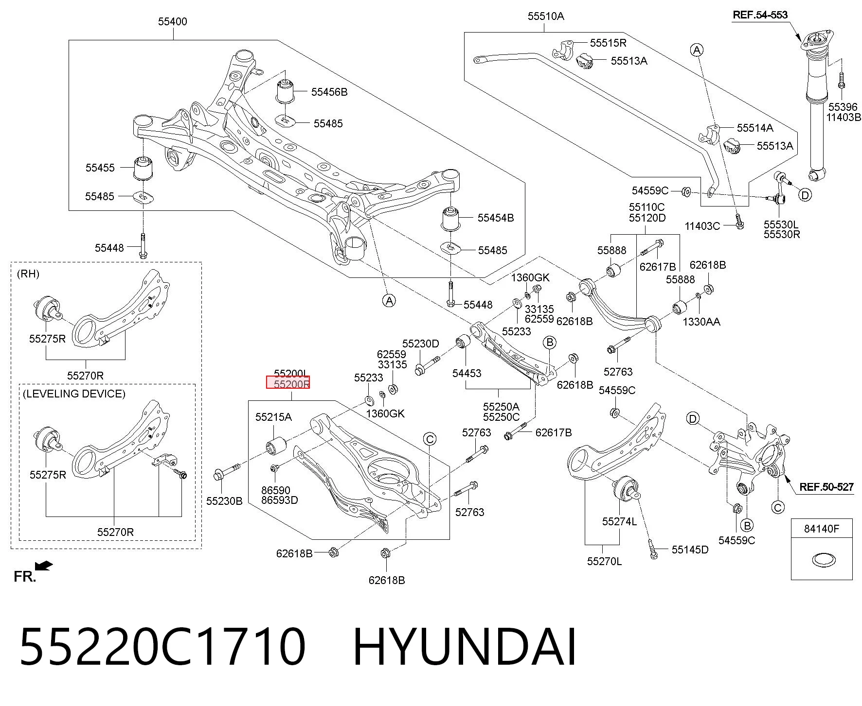 55220C1710 Hyundai/Kia Балансир задний нижний, правый