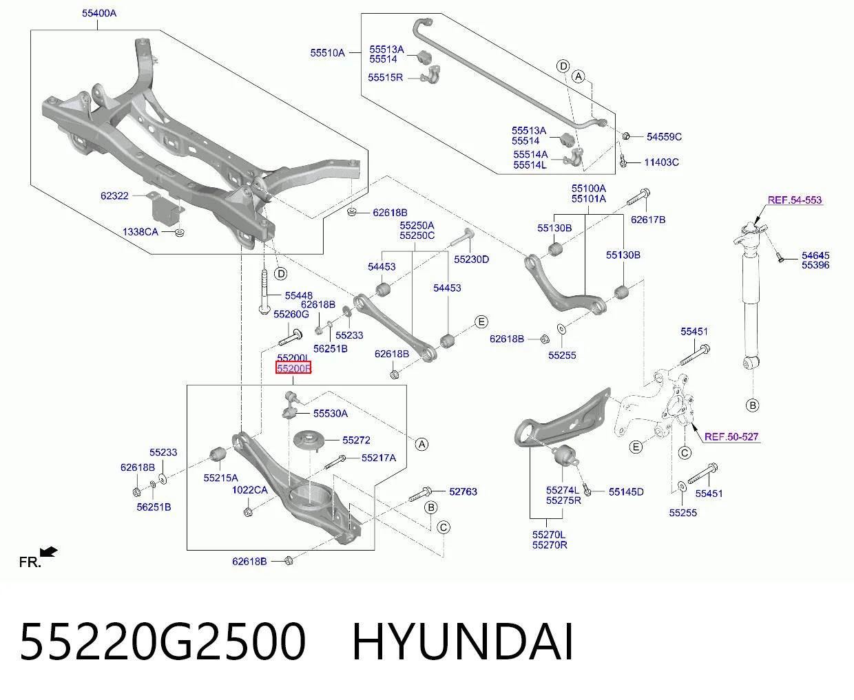 55220G2500 Hyundai/Kia Балансир задний нижний, правый