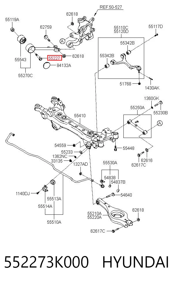 552273K000 Hyundai/Kia Болт заднего продольного рычага (развальный)