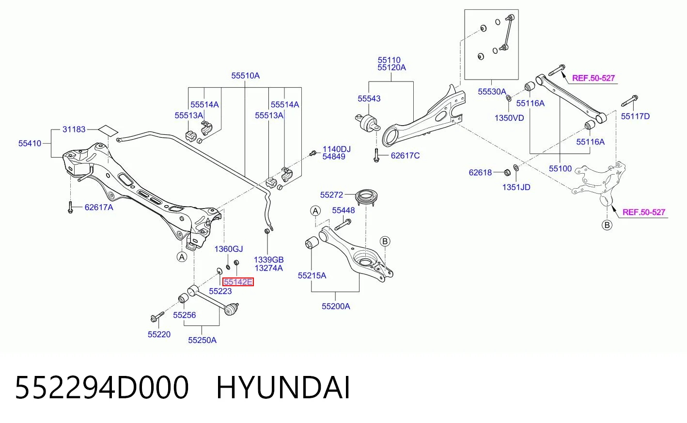 552294D000 Hyundai/Kia Гайка заднего развального рычага