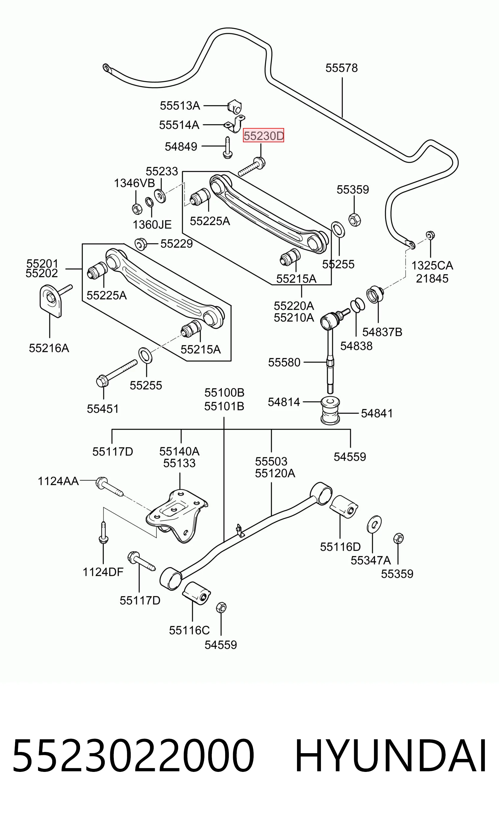 5523022000 Hyundai/Kia Болт крепления заднего развального рычага, внутренний