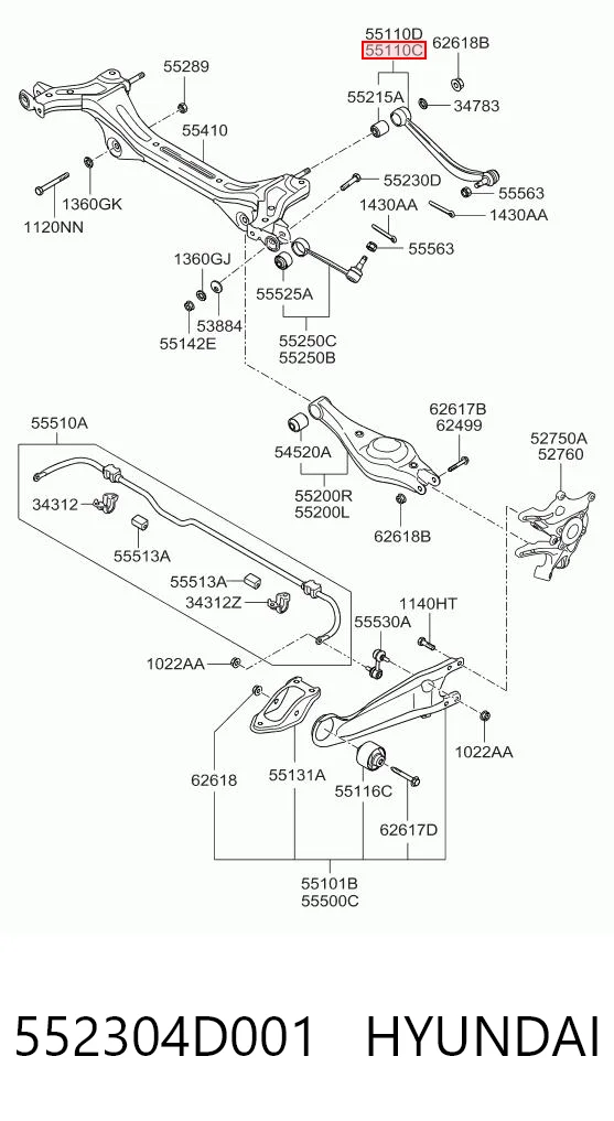 552304D001 Hyundai/Kia Балансир задний левый