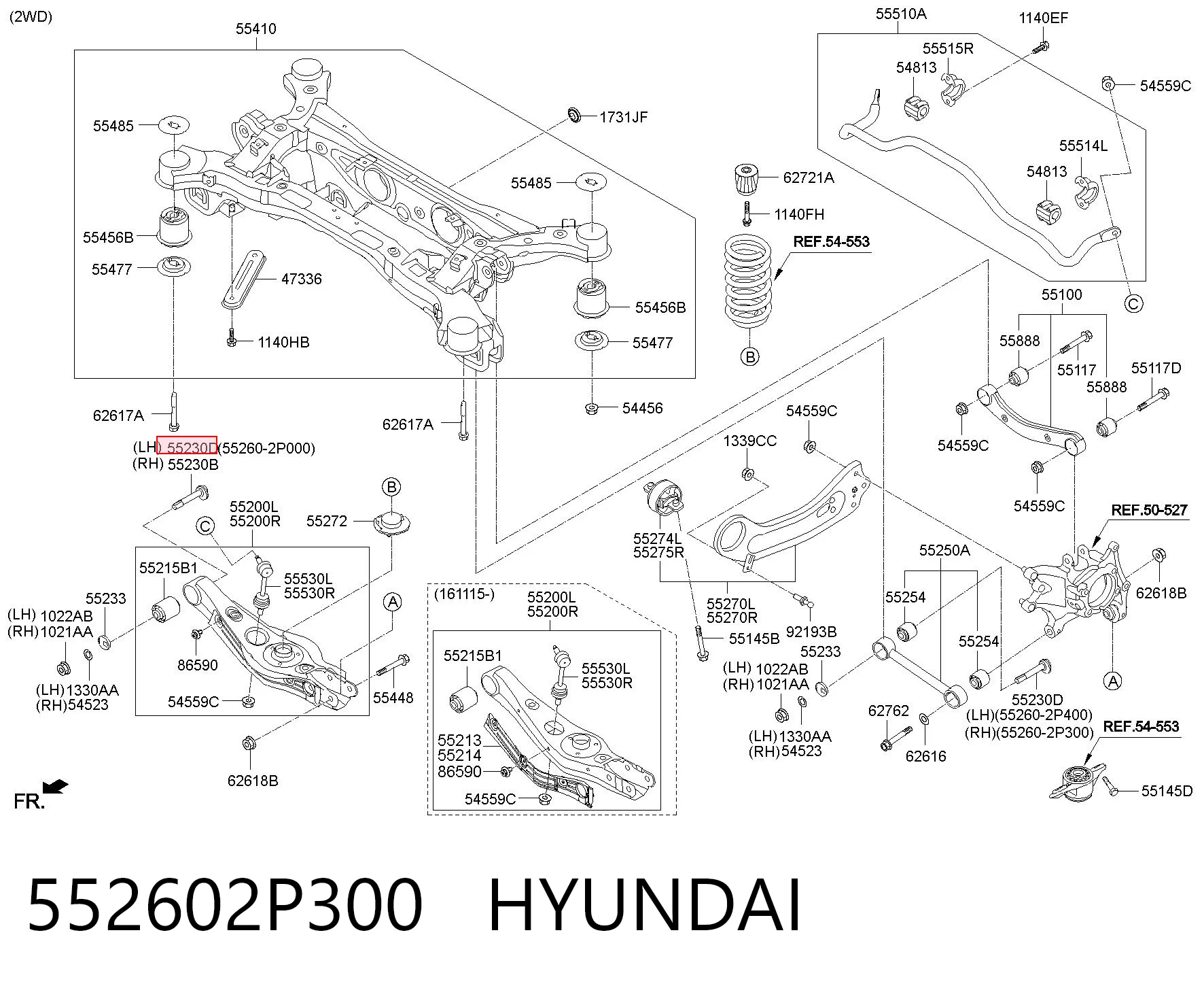 552602P300 Hyundai/Kia Болт крепления заднего развального рычага, внутренний