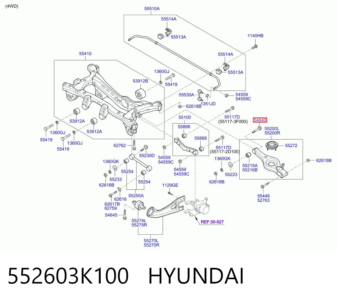 552603K100 Hyundai/Kia Болт крепления заднего нижнего рычага, внутренний