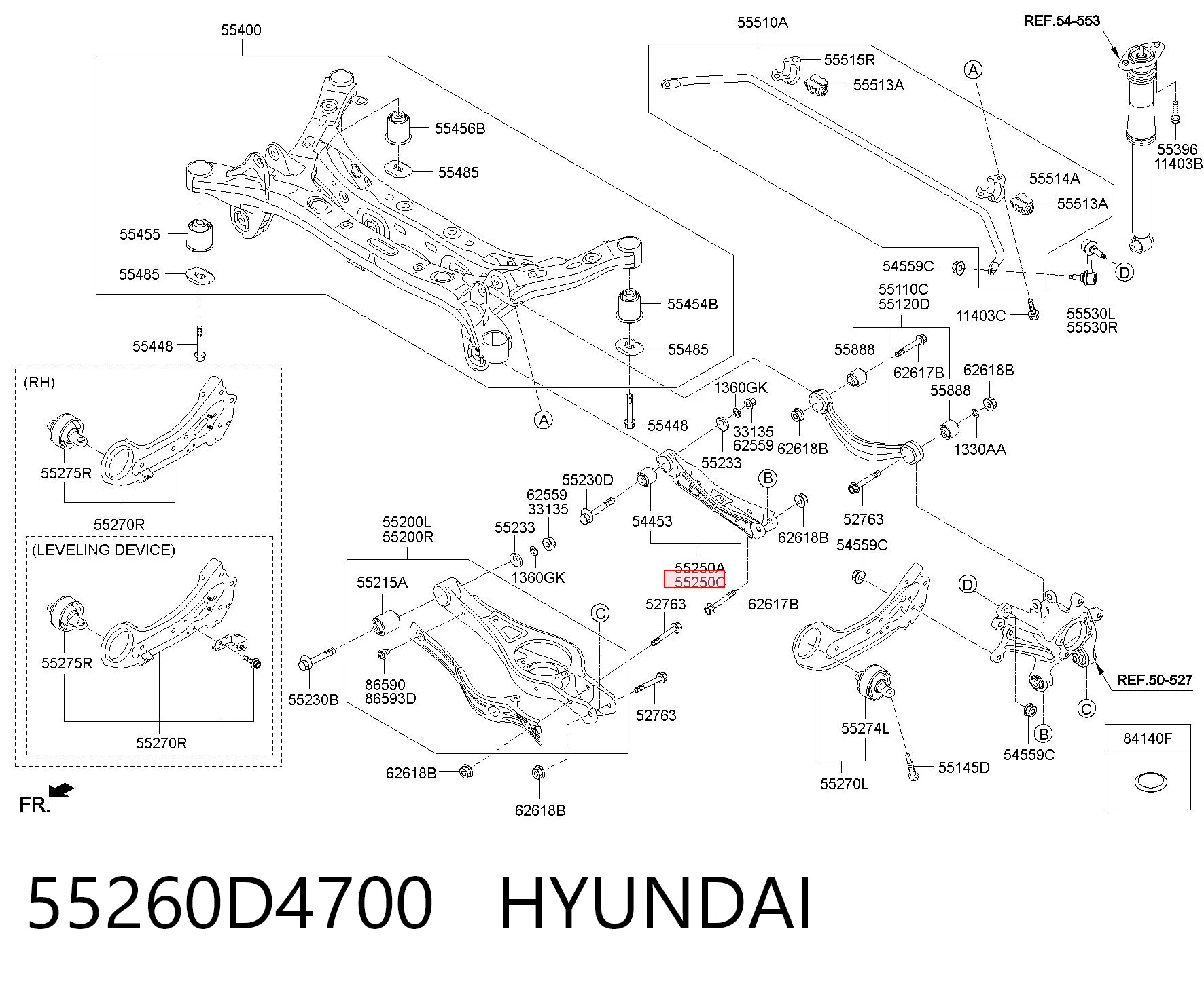 55260D4700 Hyundai/Kia Рычаг задней подвески поперечный, правый