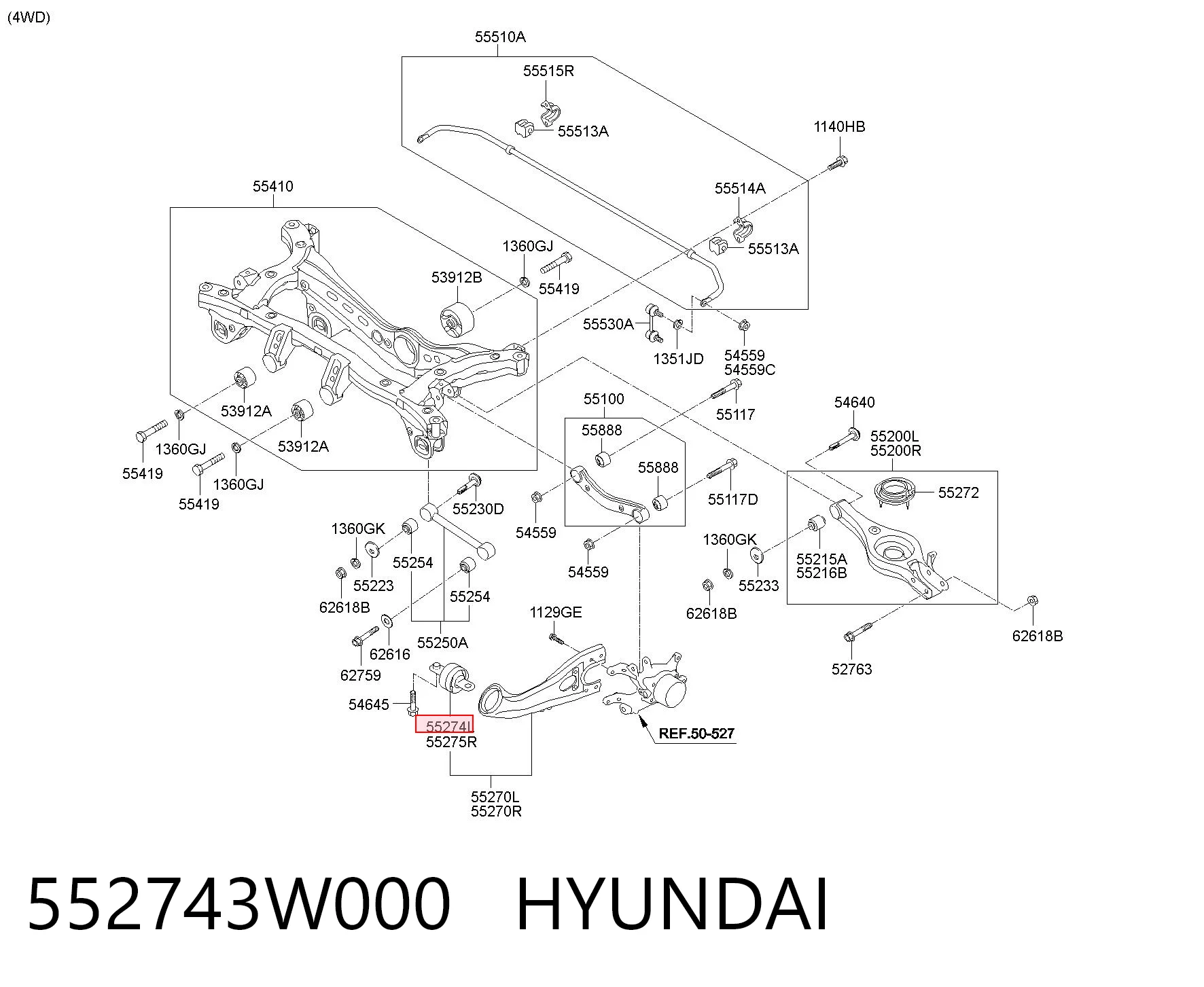 552743W000 Hyundai/Kia Сайлентблок задней тяги
