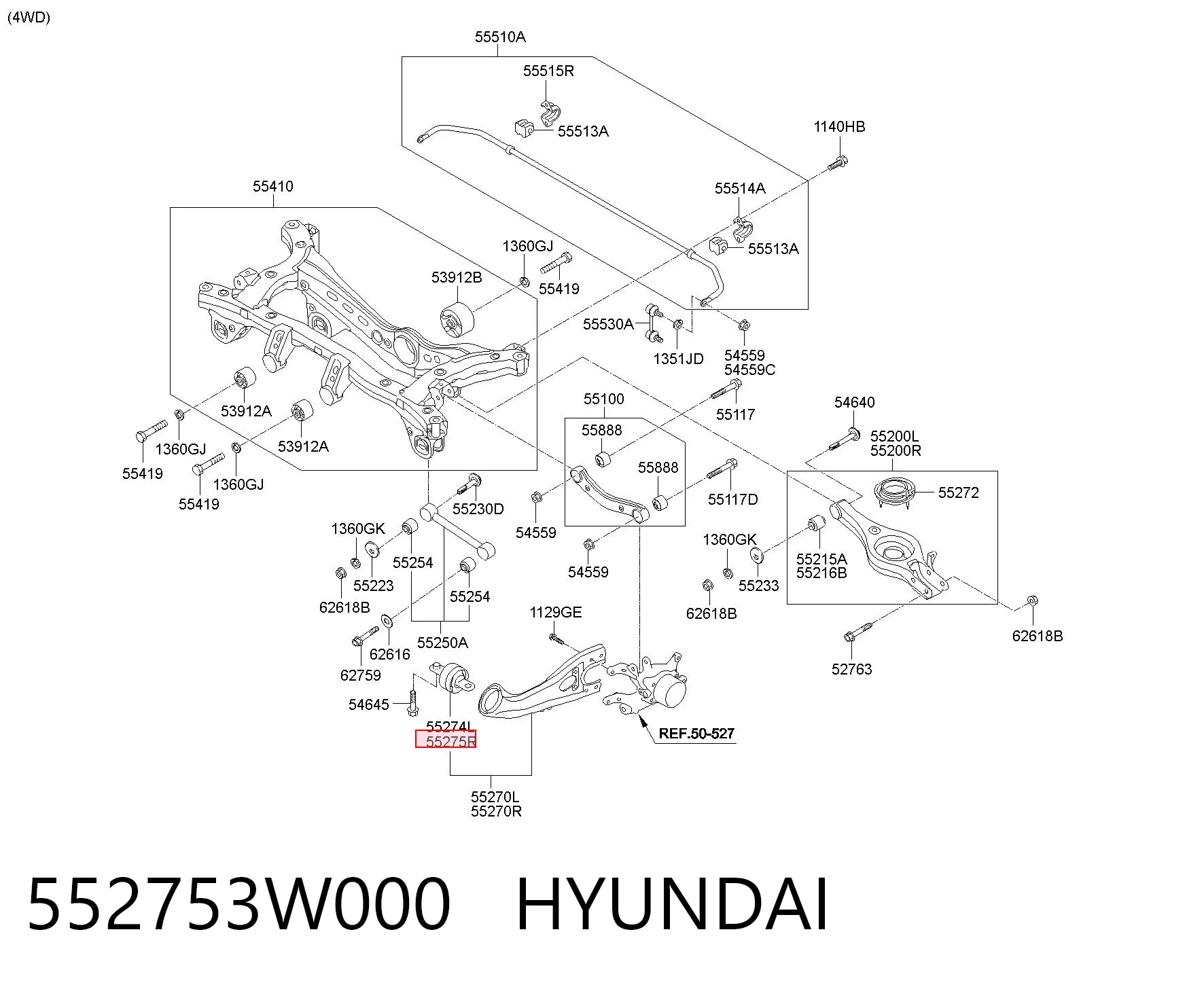 552753W000 Hyundai/Kia Сайлентблок задней тяги