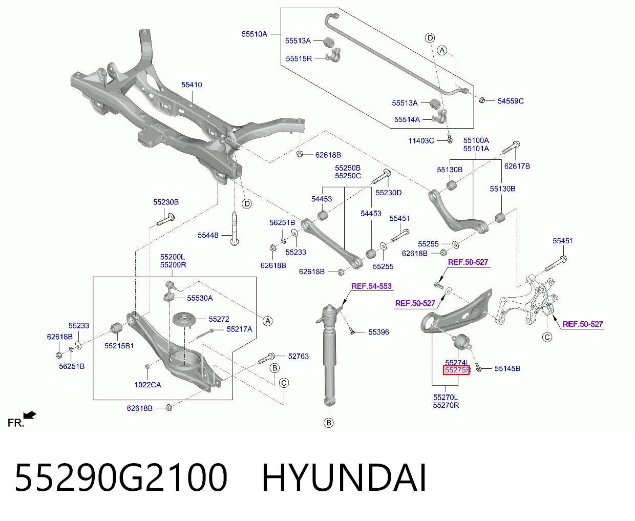 55290G2100 Hyundai/Kia Сайлентблок заднего продольного рычага