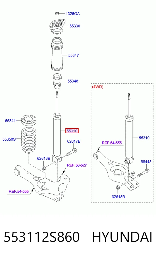 553112S860 Hyundai/Kia Амортизаторы задние