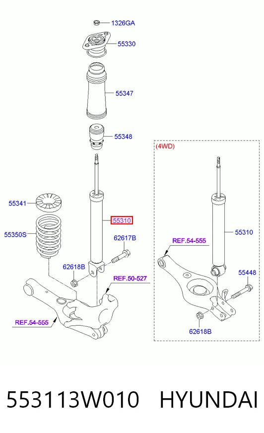 553113W010 Hyundai/Kia Амортизаторы задние