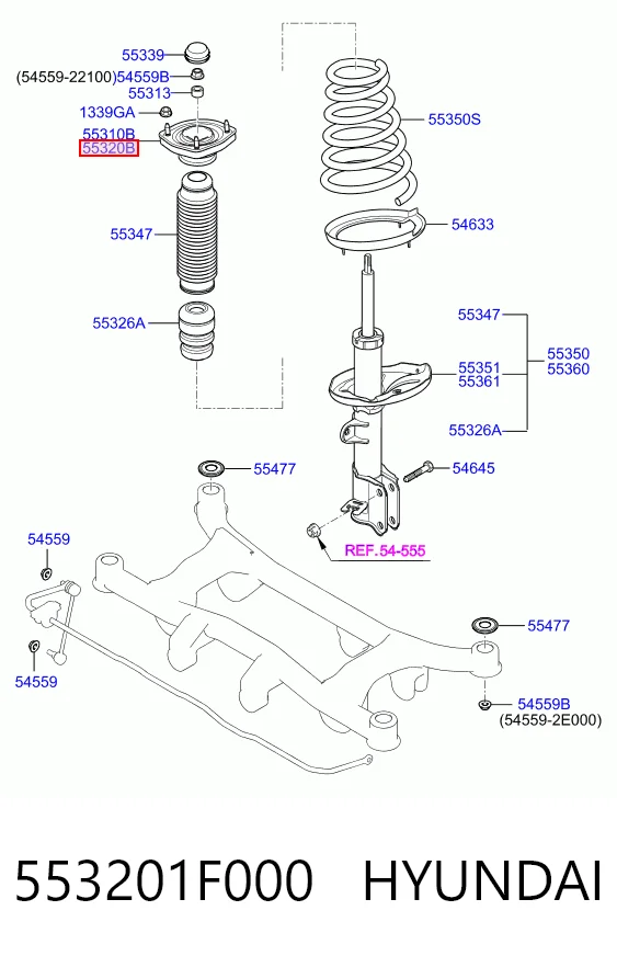 553201F000 Hyundai/Kia Подушка амортизатора заднего, правого