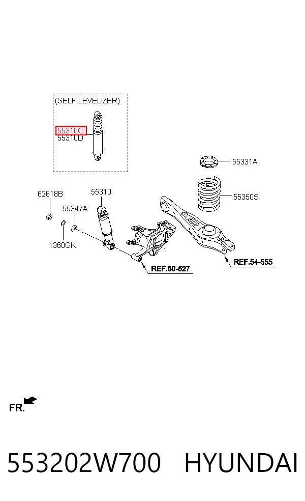 553202W700 Hyundai/Kia Амортизатор задней подвески, левый