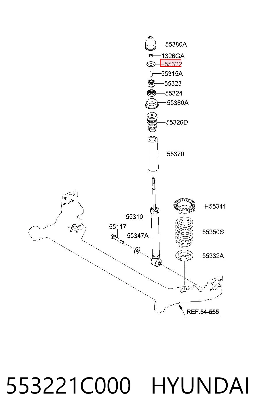 553221C000 Hyundai/Kia Шайба втулки штока заднего амортизатора