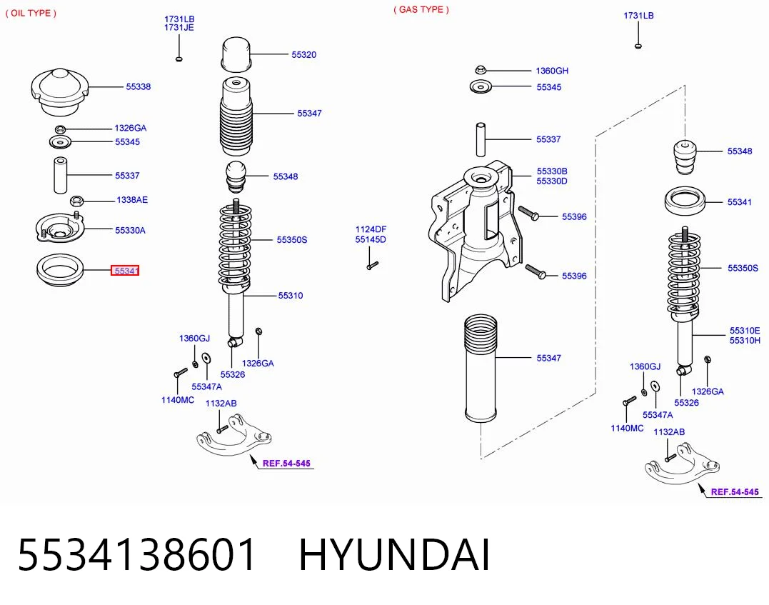 5534138601 Hyundai/Kia Подушка (опора) пружины задней, верхняя