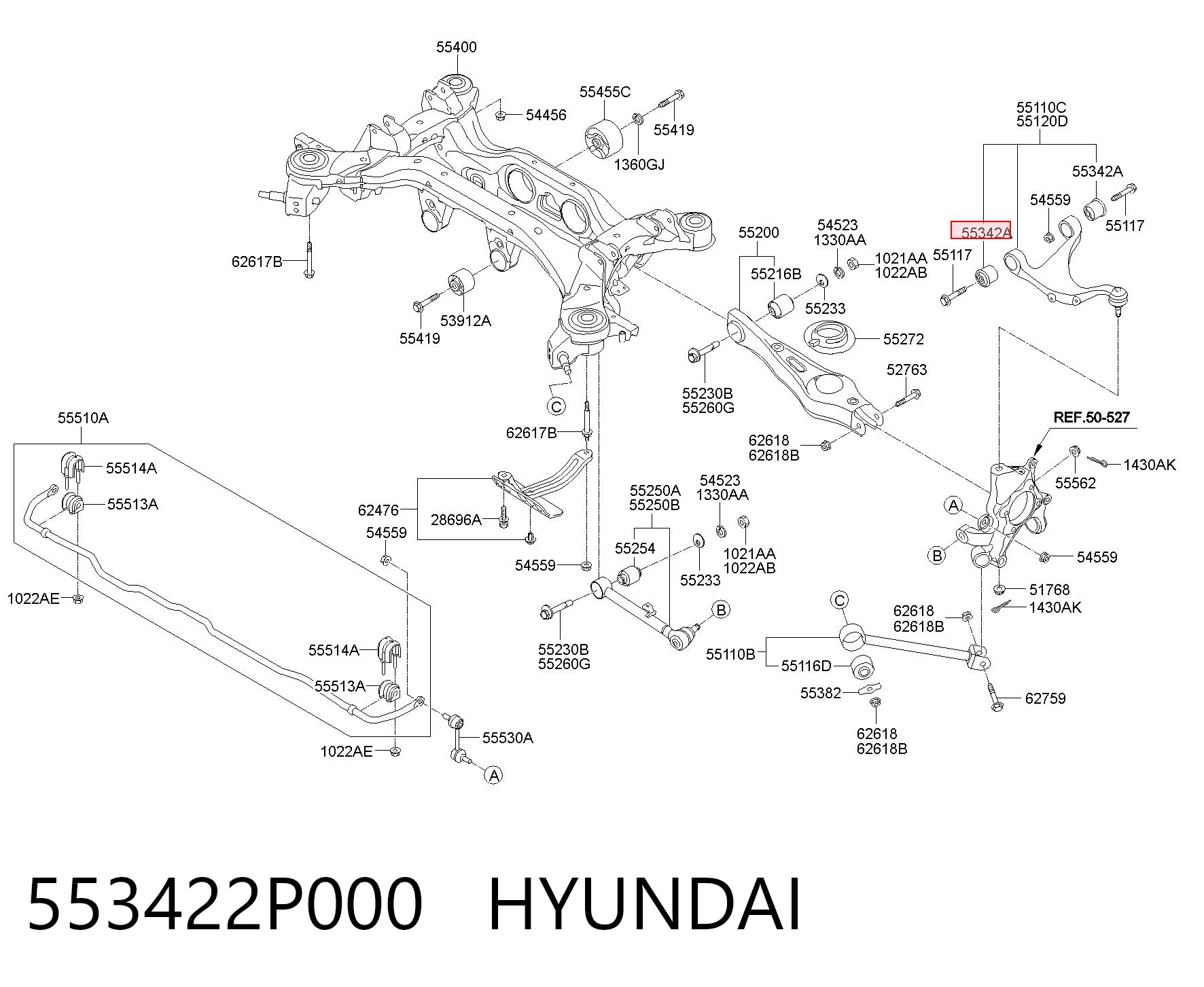 553422P000 Hyundai/Kia Полиуретановый сайлентблок заднего верхнего рычага