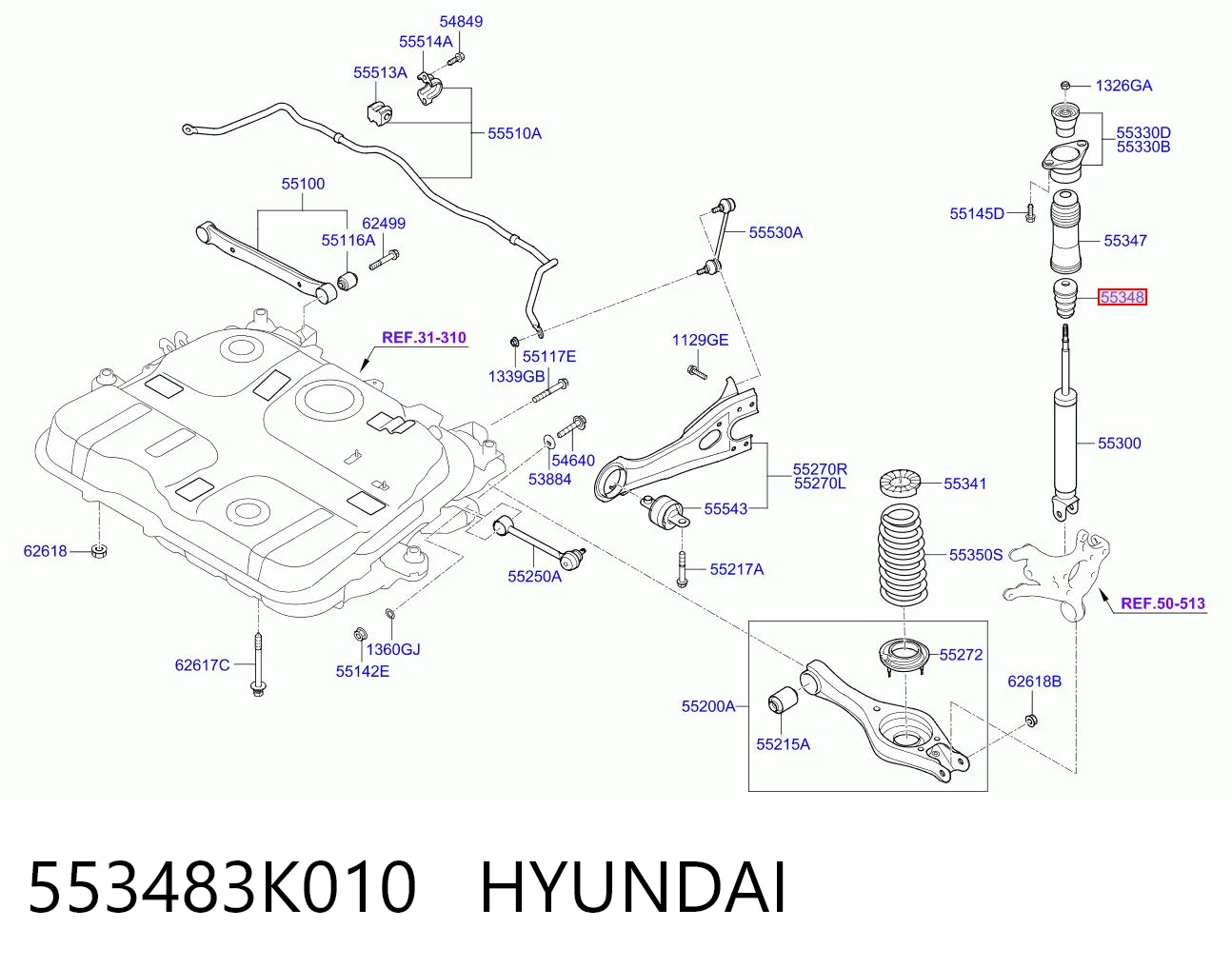 553483K010 Hyundai/Kia Буфер амортизатора заднего