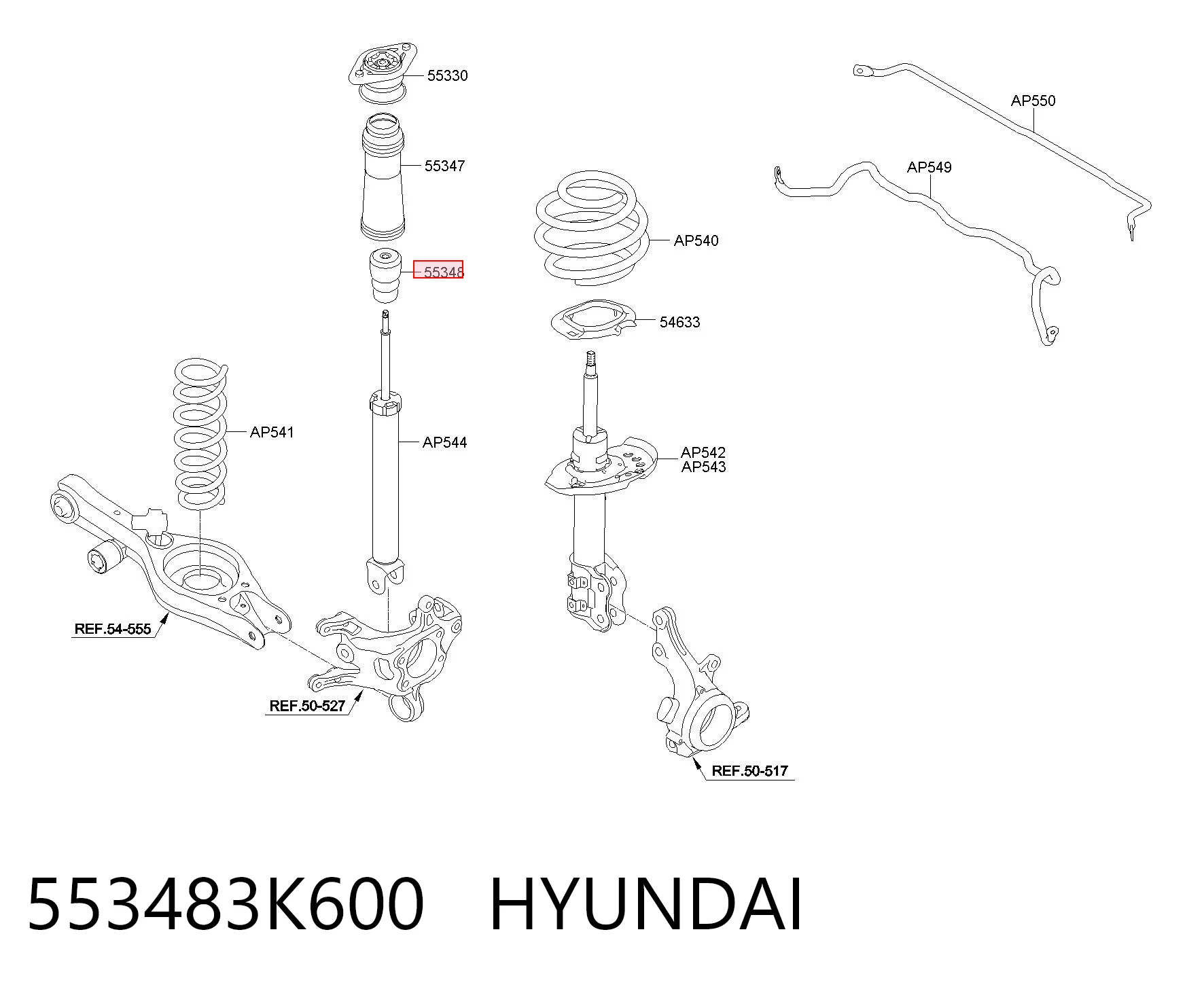 553483K600 Hyundai/Kia Буфер амортизатора заднего