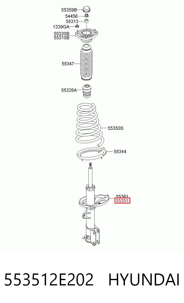 553512E202 Hyundai/Kia Амортизатор задней подвески, левый