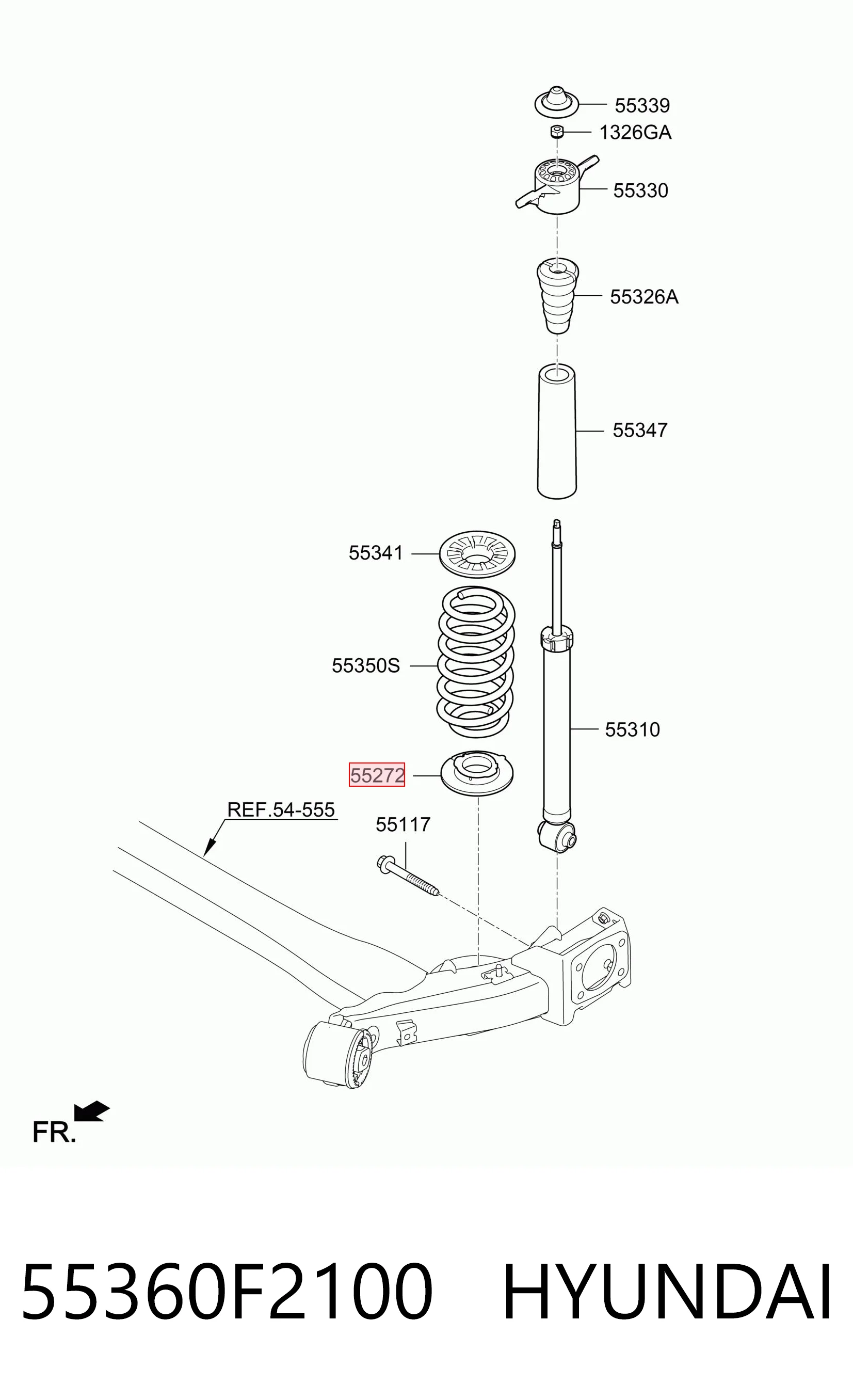 55360F2100 Hyundai/Kia Проставка (резиновое кольцо) пружины задней нижняя