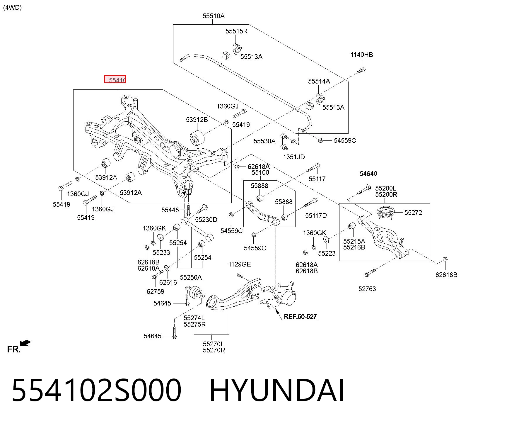 554102S000 Hyundai/Kia Подрамник задней подвески