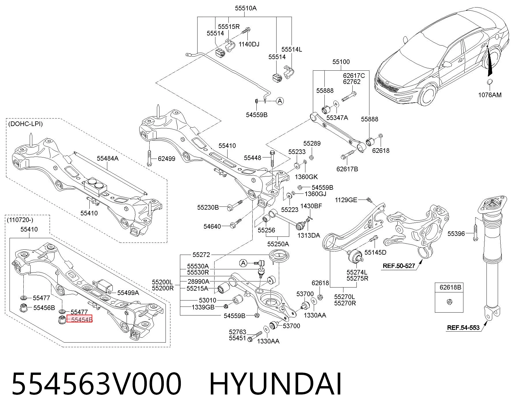 554563V000 Hyundai/Kia Сайлентблок балки моста