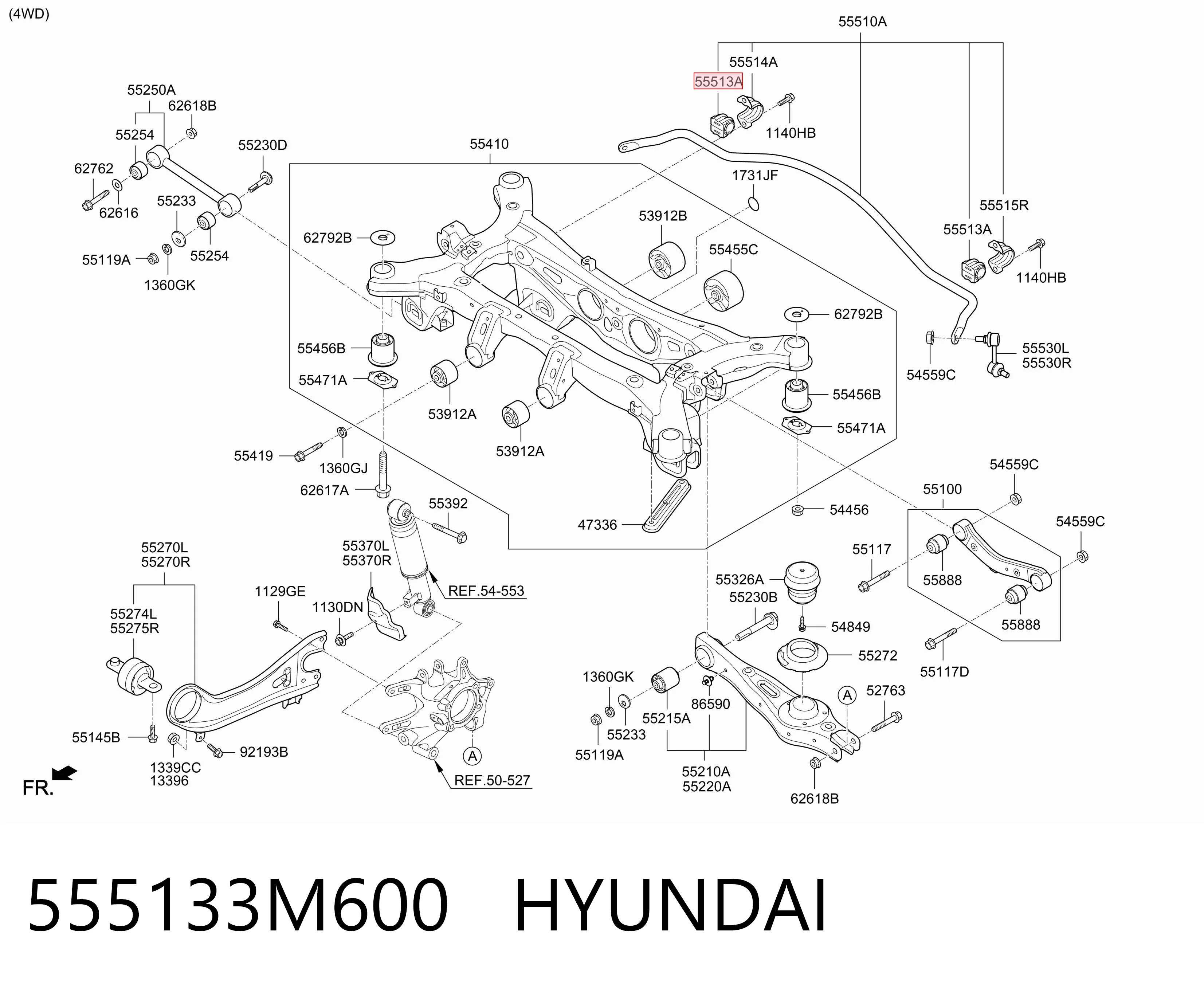 555133M600 Hyundai/Kia Прокладка стабильзатора заднего