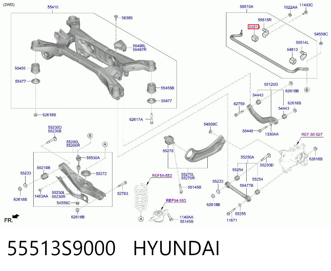 55513S9000 Hyundai/Kia Прокладка стабильзатора заднего