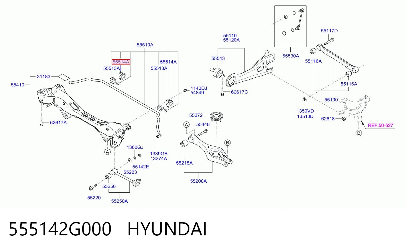 555142G000 Hyundai/Kia Хомут крепления втулки стабилизатора переднего