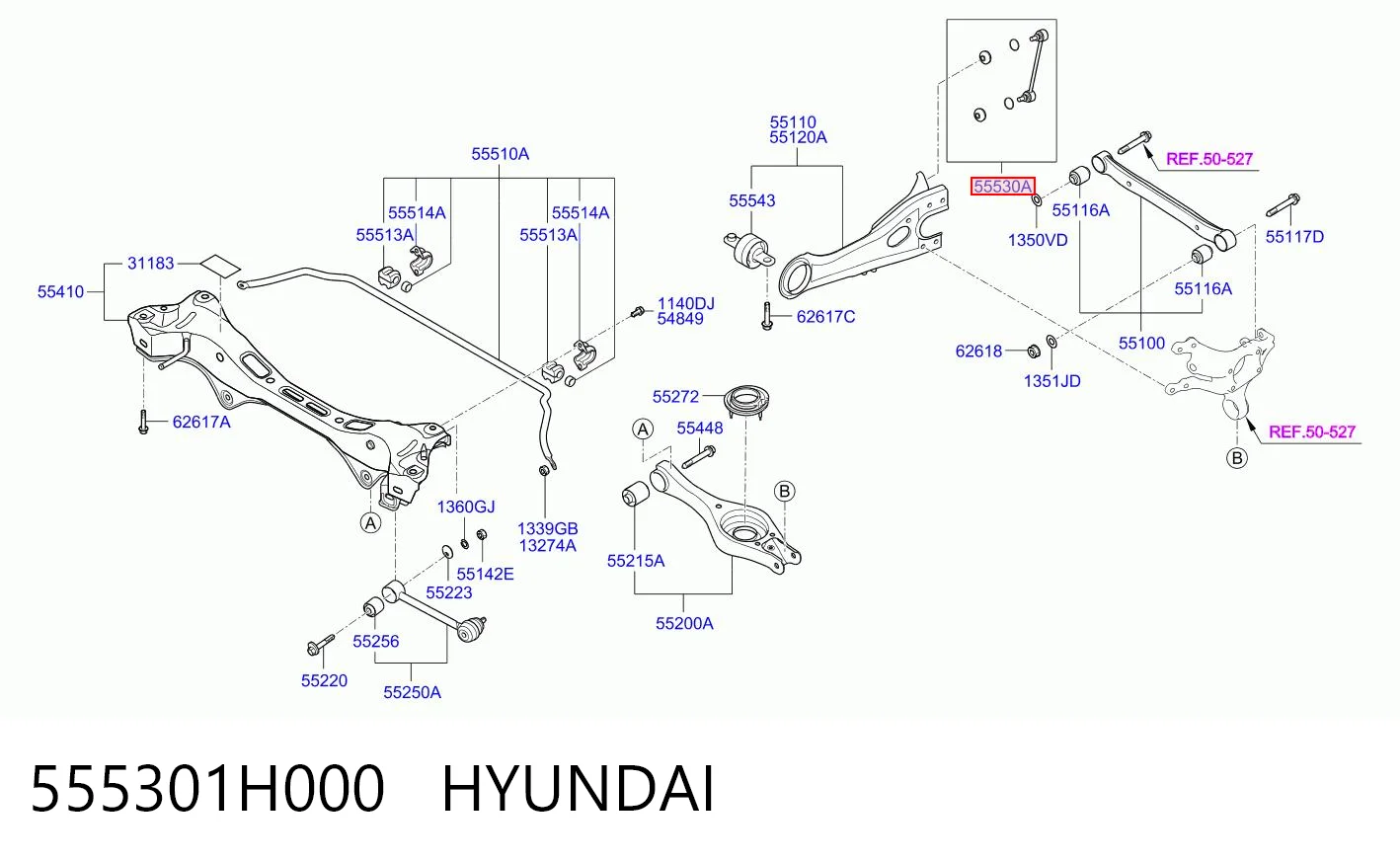 555301H000 Hyundai/Kia Тяжка стабилизатора, заднего