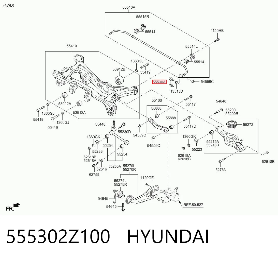555302Z100 Hyundai/Kia Тяжка стабилизатора, заднего