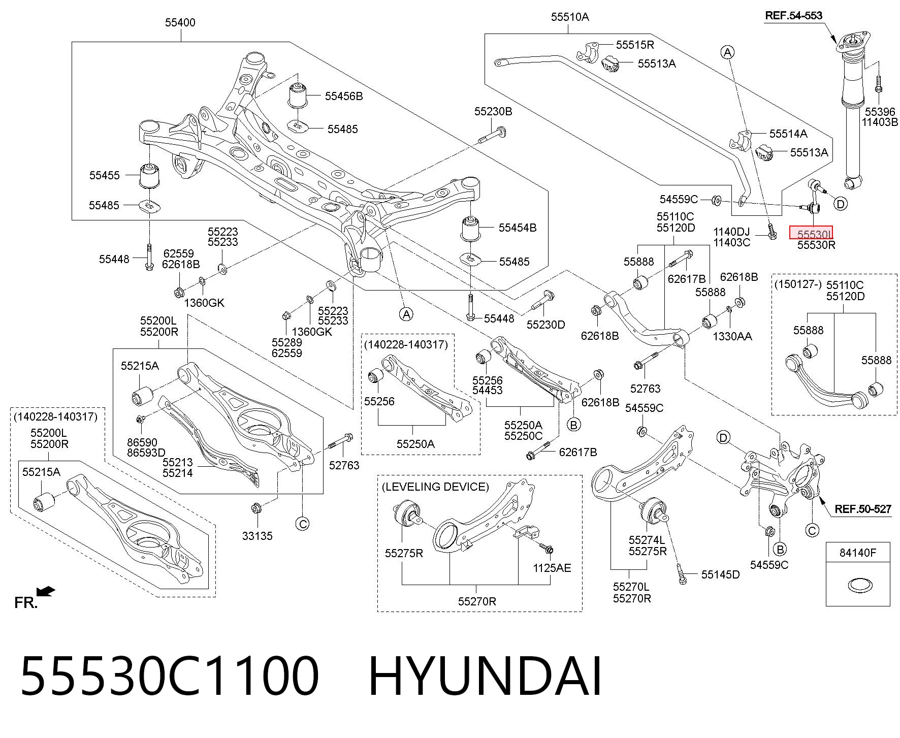 55530C1100 Hyundai/Kia Стойка стабилизатора задняя левая